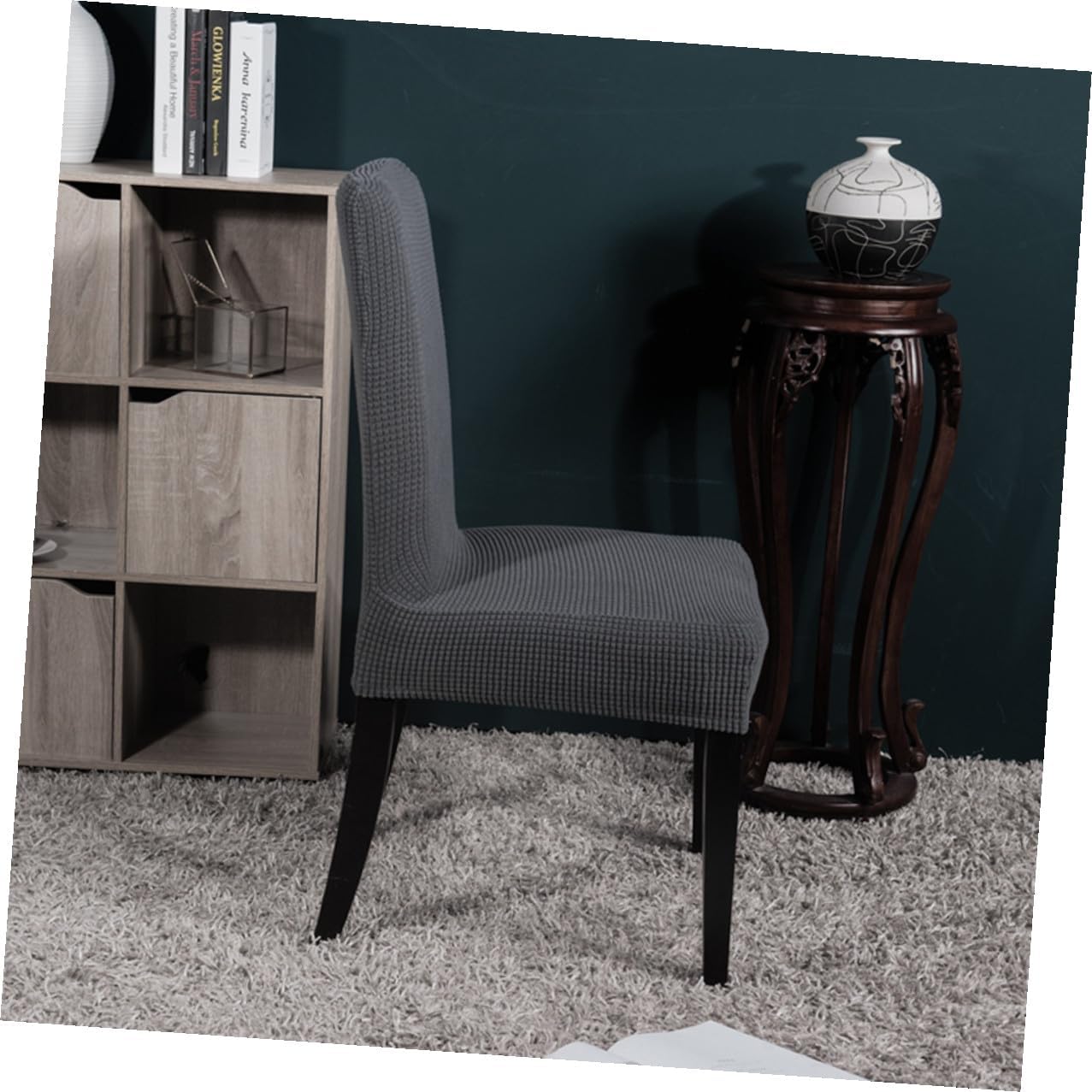 4pcs Elastic Polyester Chair Covers Stretchy Seat Protectors for Dining Chairs Home Office Banquet Party Wedding Grey