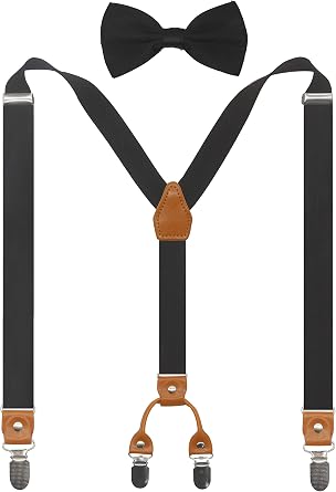 Suspenders Bowtie Set Mens and Womens Elastic X Band Suspenders Bowtie For Wedding Formal Events