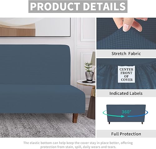 Miniatura 4 de Easy-Going Funda de futón 100 % impermeabilidad doble, diseño jacquard elástico, protector de muebles a prueba de fugas para niños, mascotas, perros