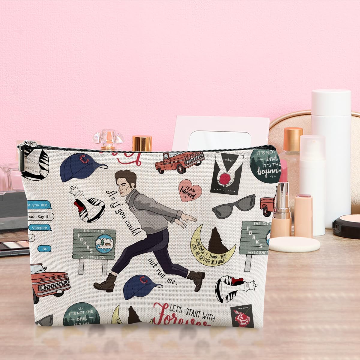 LONGXIN Twilight Merch Makeup Bag Cosmetic Bag Edward Movie inspired Gift Edw Vampire Gift TV Show Inspired Gifts for Girls Vampire Lover Edward Bella Fans Movie Lovers - Image 6