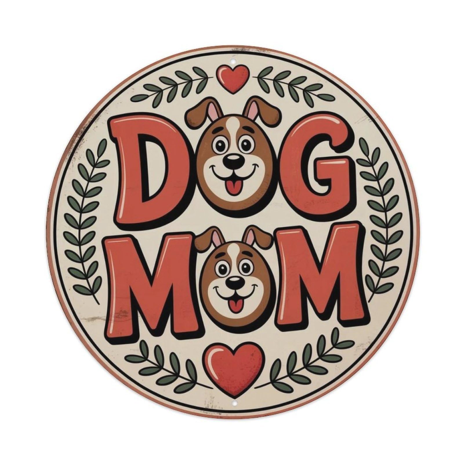 Dog Mom Retro Cartoon Metal Tin Sign Plaque