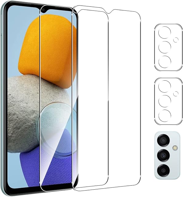 Pkila for Samsung Galaxy M23 5G Screen Protector 6.6 Inches, 2 Pack HD Protective Film + 2 Pack Camera Lens Protector 9H Hardness Armored Film Anti-scratch High Touch Reaction Screen Protector