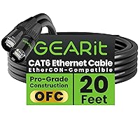 Vista 33 de GearIT Cable Ethernet CAT6, conectores RJ45 compatibles con EtherCON (200 pies) para audio profesional, blindado de aluminio, cobre libre de Negro