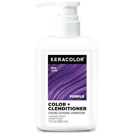 لون Keracolor + Clenditioner 3 في 1 بلسم لترسيب الألوان، منظفات وشروط بلطف، لون شعر شبه دائم، 23 درجة، 12 Fl Oz