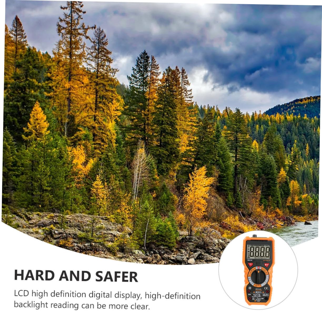 High Precision Handheld Digital Multimeter with Backlight LCD Display Abs Fireproof Shell Voltage Resistance Tester for Ac Dc Measurement and Safe Probe Slot Design