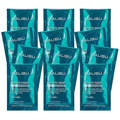 Malibu C Miracle Repair - Reconstructor capilar con mentol refrescante, tratamiento nutritivo de reparación capilar para hebras débiles y dañadas,