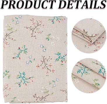 158CM 97CM Floral Linen Fabric Colorful Flowers Vintage Upholstery Linens Flaxen Quilting Cloth Fabrics for Sewing Making Garment Wallet Gift Wrapping Cloths Diy Craft Supply