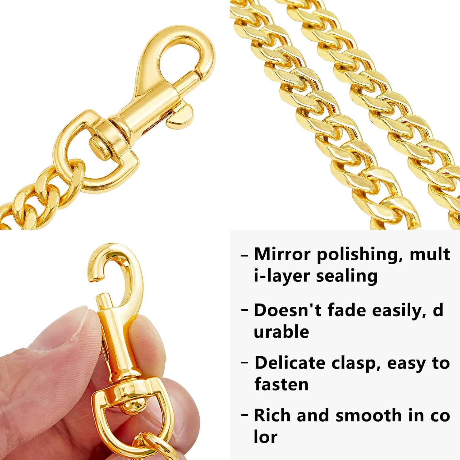 HUXRY CARCH Gold Purse Chain Shoulder Strap Replacement for Bags(E60)