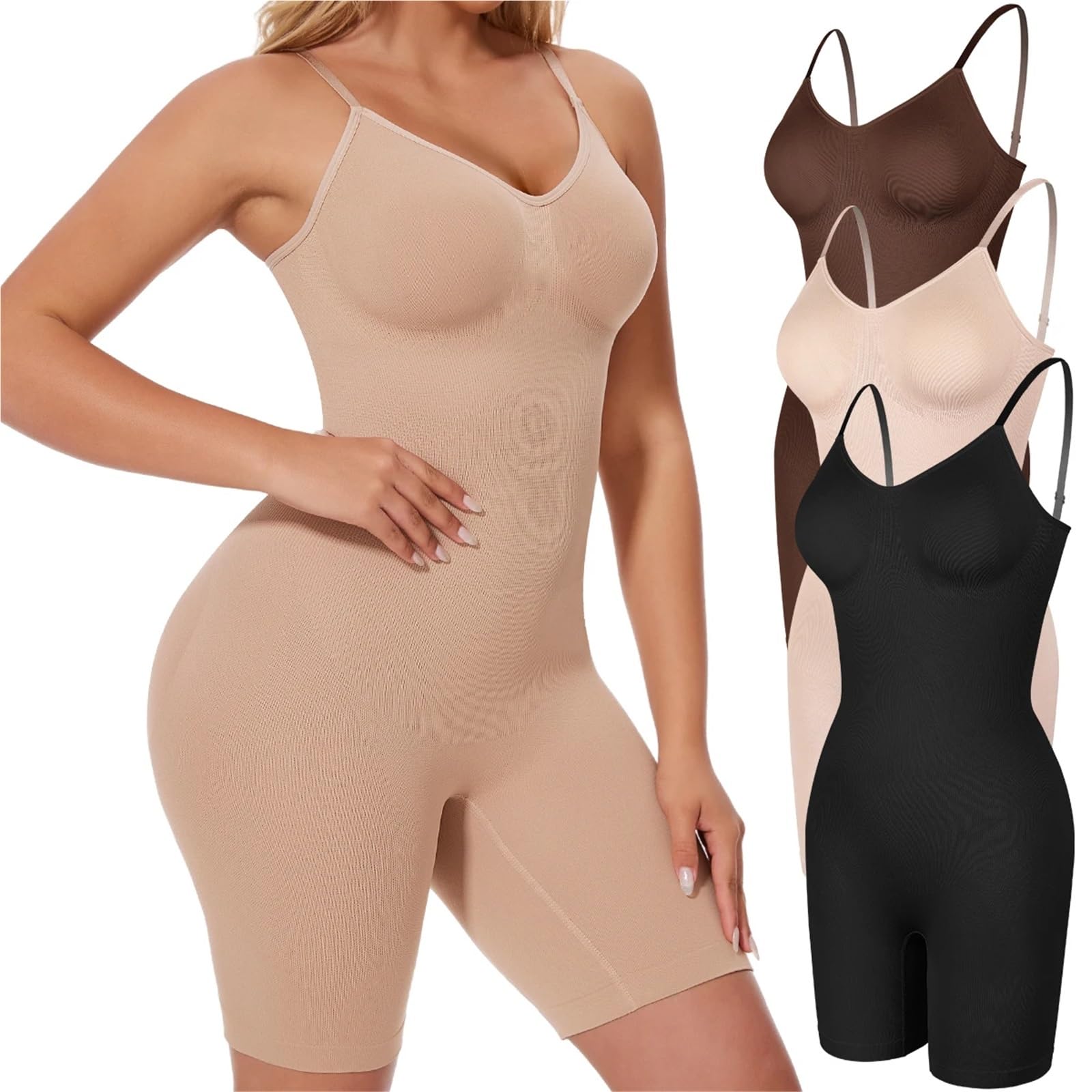 body moldeador Fajas moldeadoras for mujer, control de abdomen, realce glúteos, moldeador cuerpo completo, adelgazante muslos, entrenador cintura, ropa interior , fajas for el vientre(Brown,XXL)
