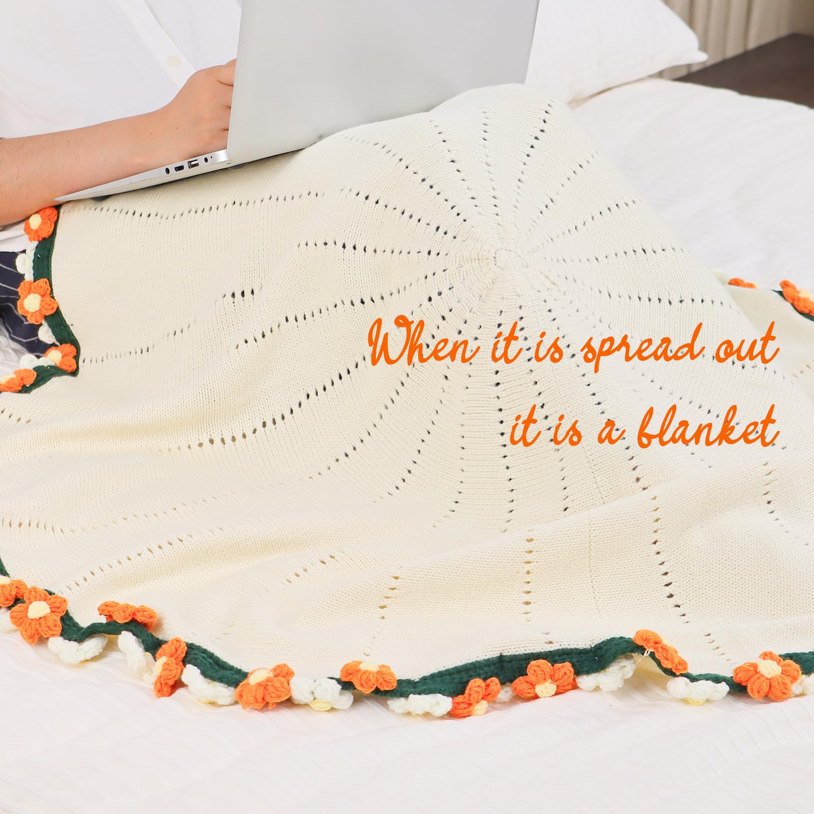 Amazon｜デイジーかぎ針編みフラワーブーケブランケット-ハンドメイド