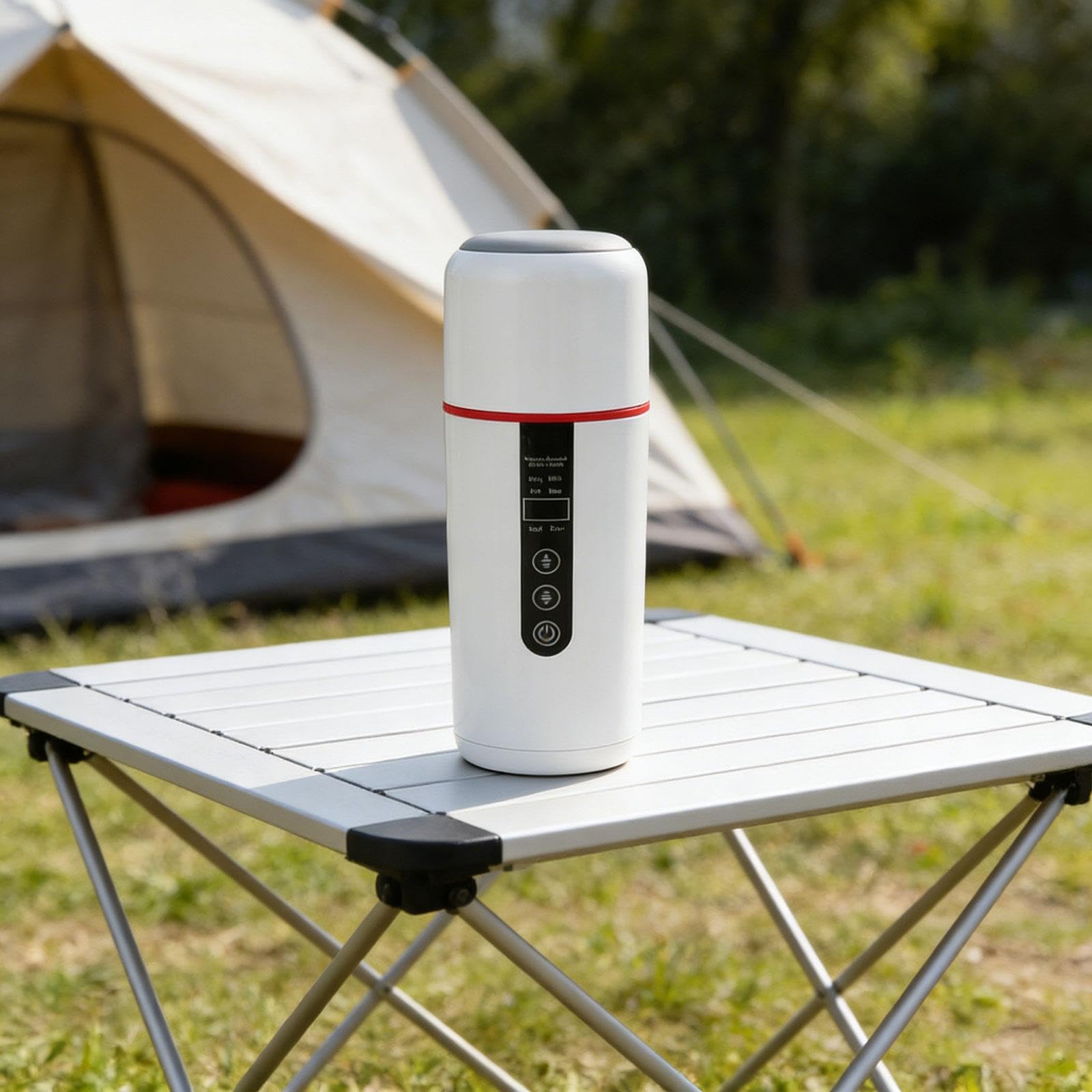 perfk Taza calefactora para coche, hervidor eléctrico para coche, a prueba de fugas, accesorios para automóviles, portátil, 12V 24V, taza de viaje universal, Blanco