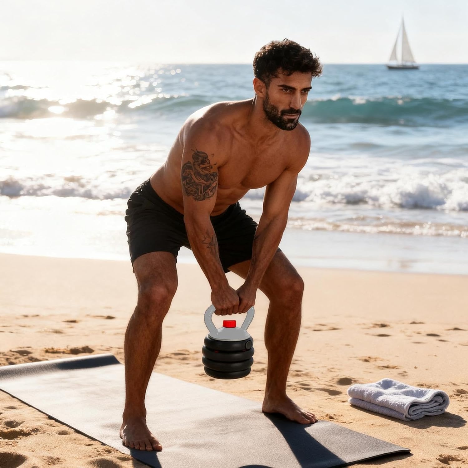 Kettlebell Grip - Barbell with Ergonomic Design, Dumbbell Handles for Strength Training, Comfortable with Non Slip Feature, Fitness Accessory for Gym Workout Exercise Competition, 0.98 Inch