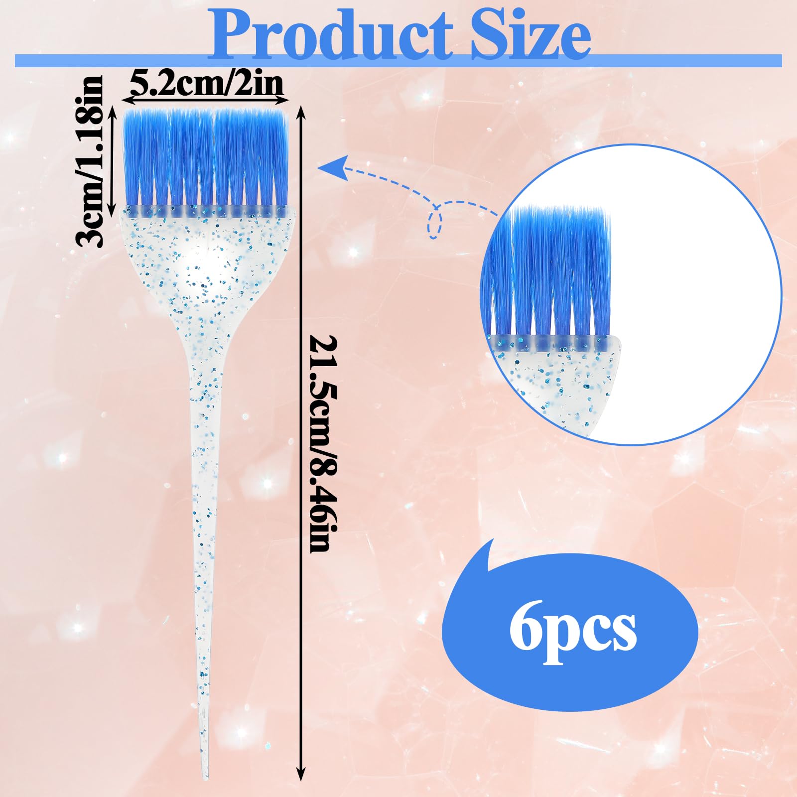 TIESOME Lot de 6 pinceaux de teinture capillaire applicateur de précision, coloration, coiffure, usage domestique et professionnel, outils de coiffure
