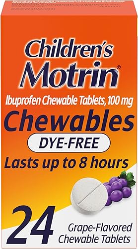 Children's Motrin - Tabletas masticables sin colorantes con ibuprofeno, reductor de fiebre para niños y analgésico para dolor de garganta, fiebre,
