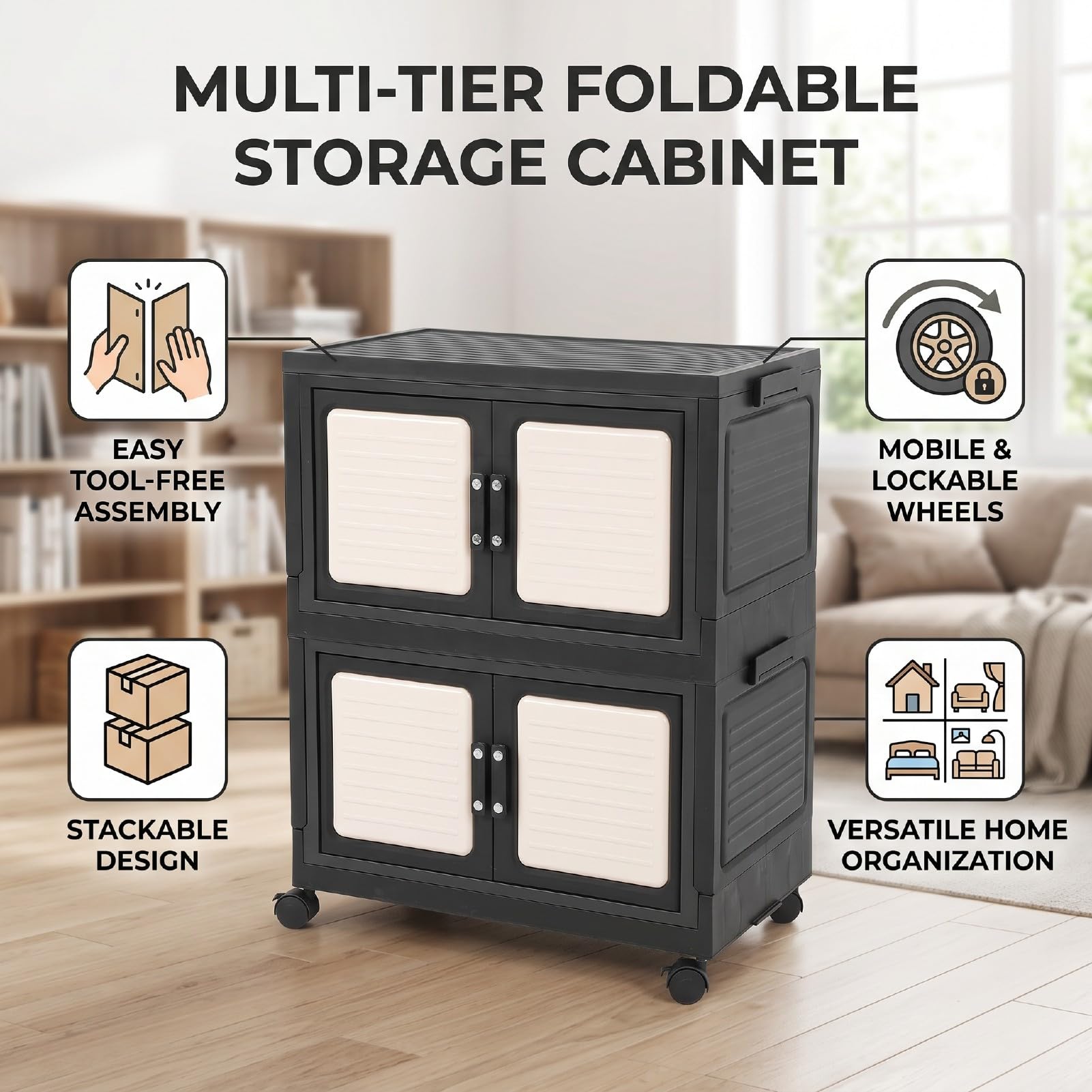 TOPINCN Placard de Rangement Pliable, Boîte de Rangement Escamotable PP