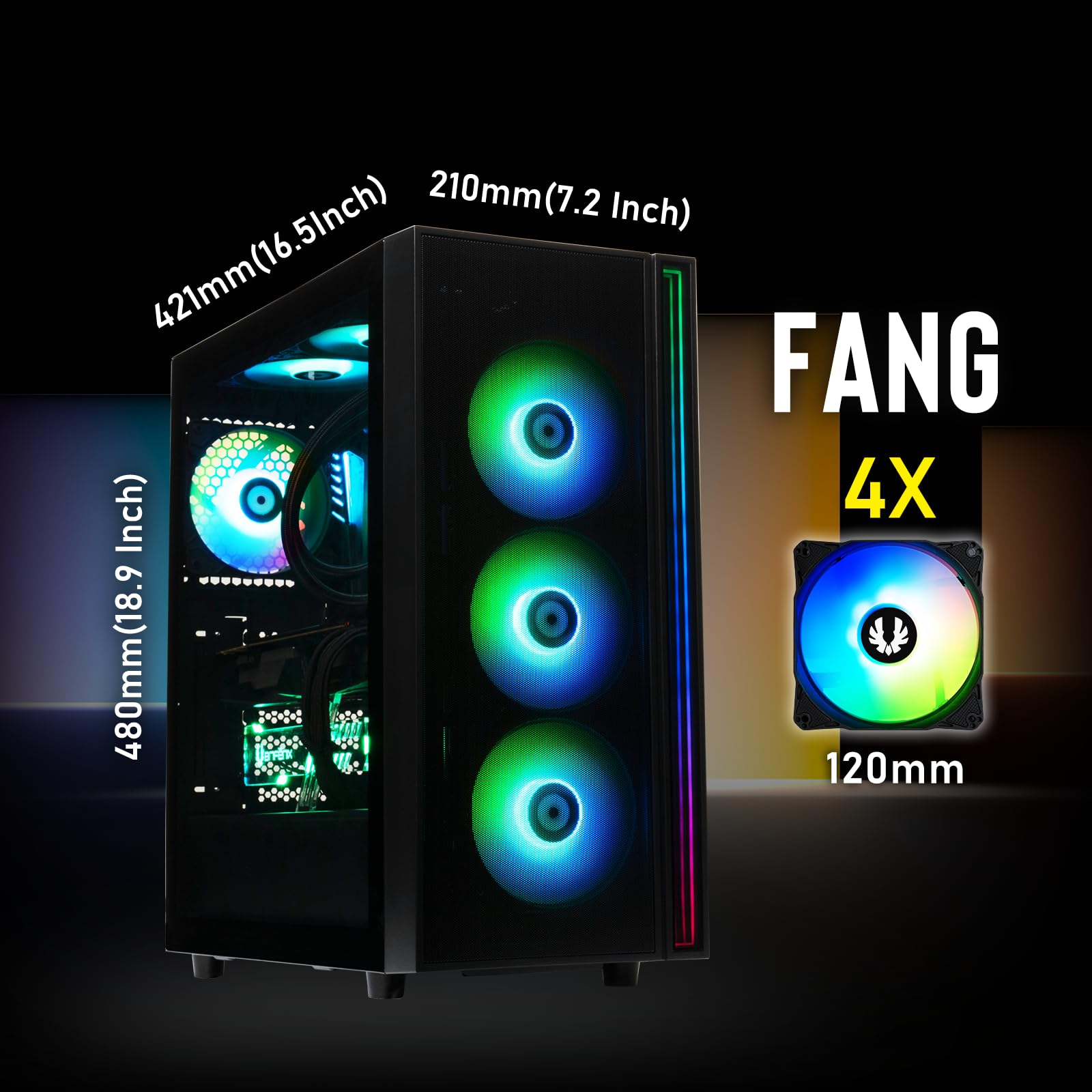 BITFENIX Fang ARGB - Carcasa para PC (Negro)