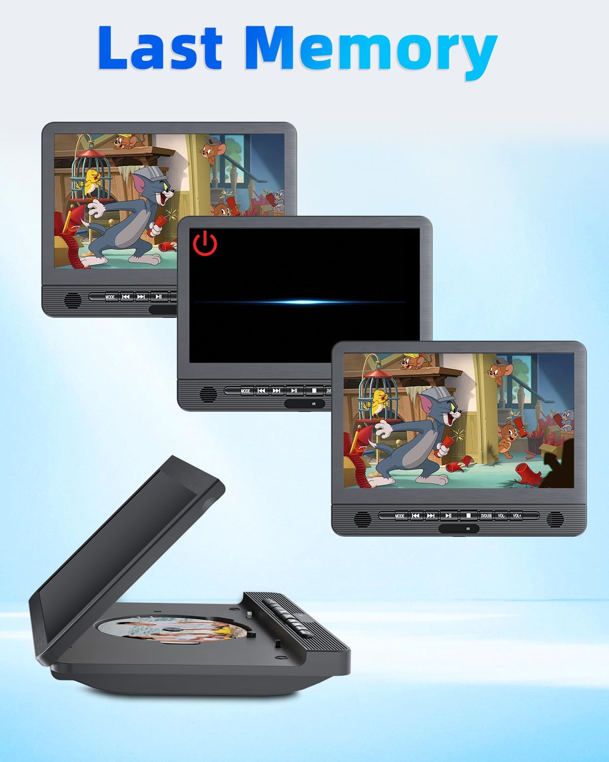 Arafuna 12" lettore DVD Auto con 2 schermi, poggiatesta per auto con batteria di 5 ore, supporto scheda USB/TF, sincronizzazione dello schermo e ultima memoria