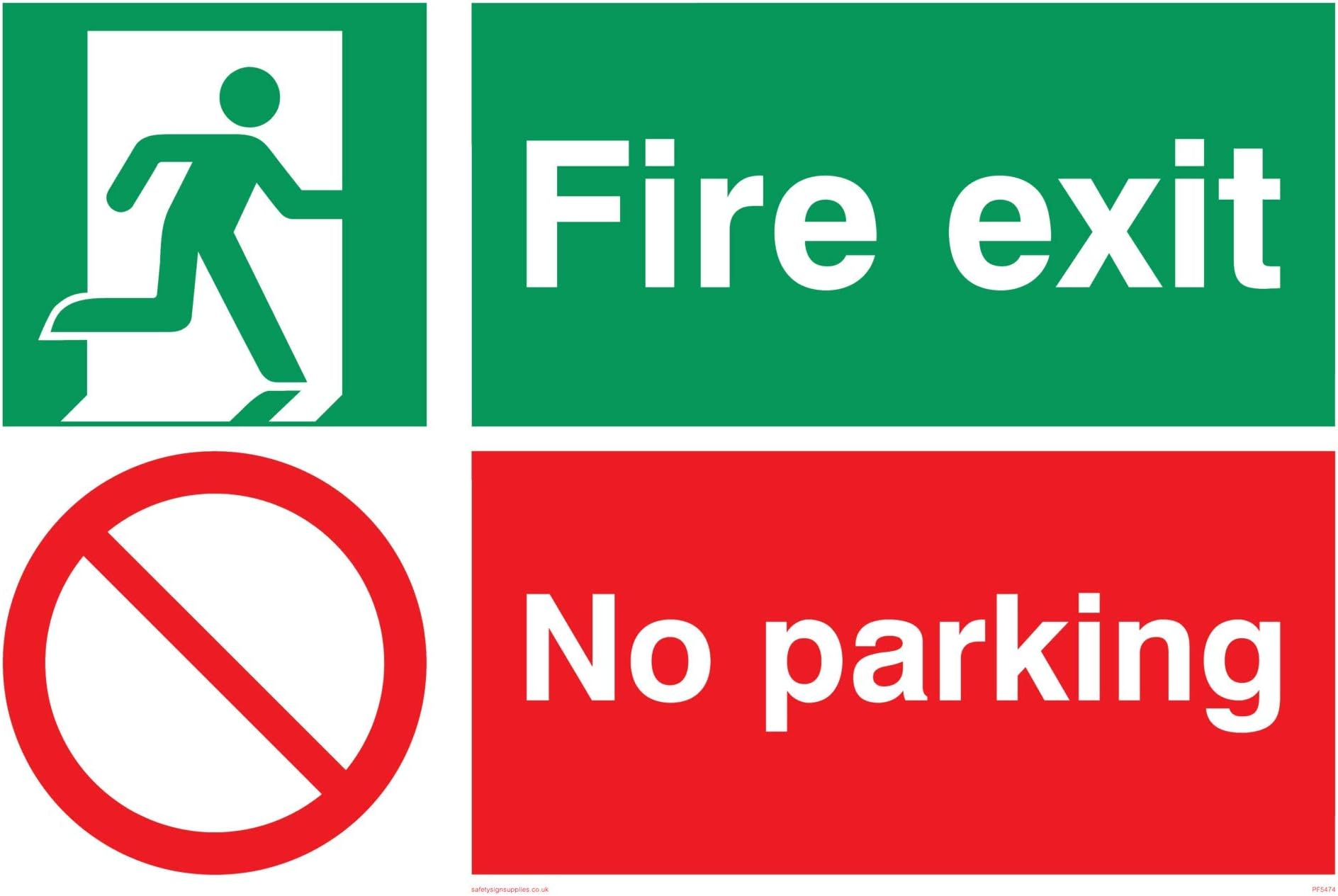 Viking Signs PF5474-A4L-V "Fire Exit No Parking" Sign, Vinyl, 200 mm H x 300 mm W
