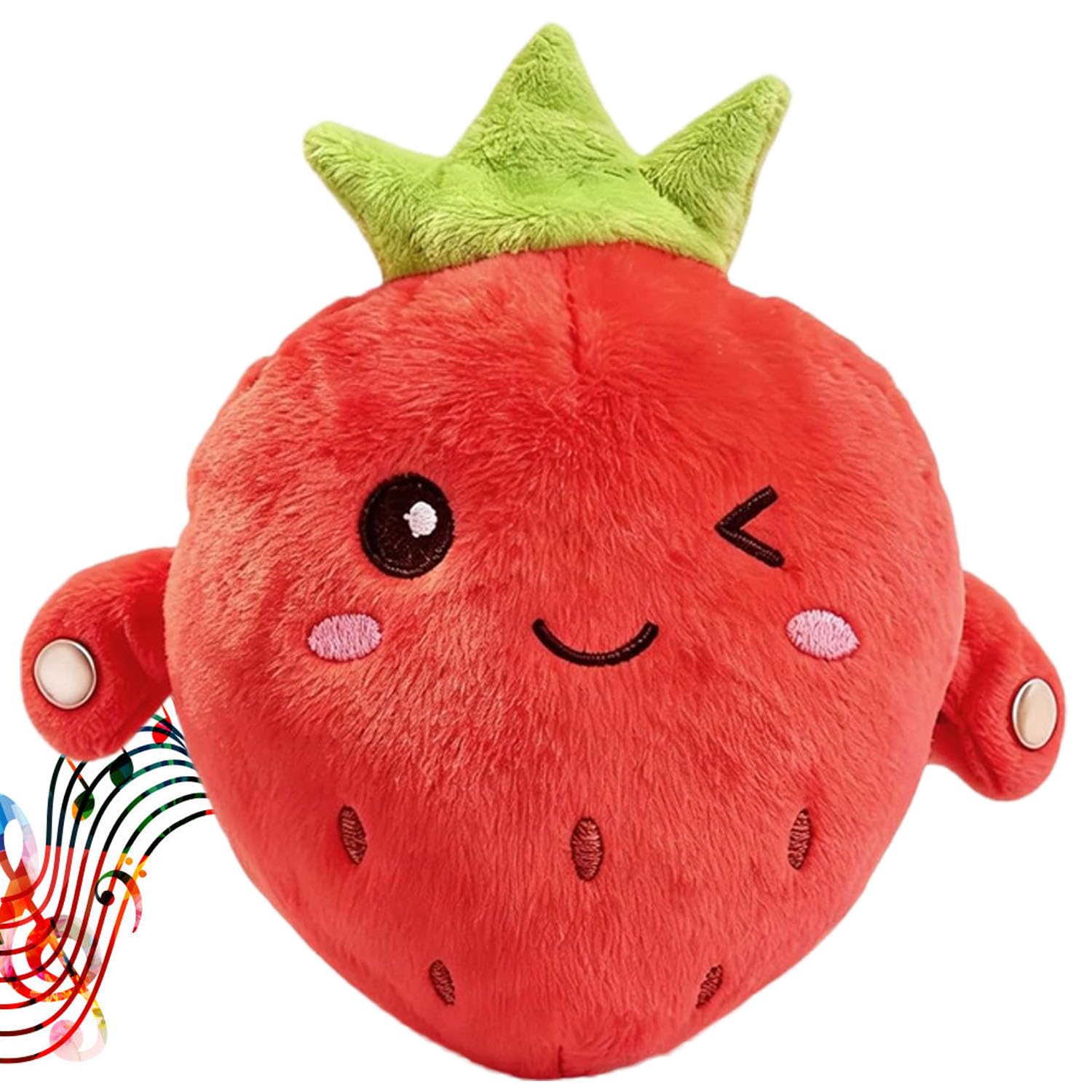 Interactive Music Plush Toy, (Includes Battery), Touch Sensitive Soft Fruit Musical, Music Piano Toy, Sensor Music Doll, Body-Sensing Plush Toy with Piano and Fruit Metronome Sounds (Strawberry,20cm)