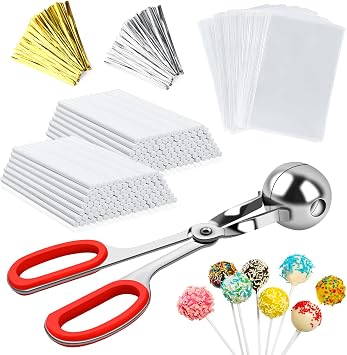 WXJ13 601 قطعة Lollipop Cake Pop Treat Bag بما في ذلك 200 Parcel Bags 200 Lollipop Sticks 200 Twist Tie و 1 Cookie Meatball و Cake Pops Making Tools for Candies و Chocolates و Cookies   