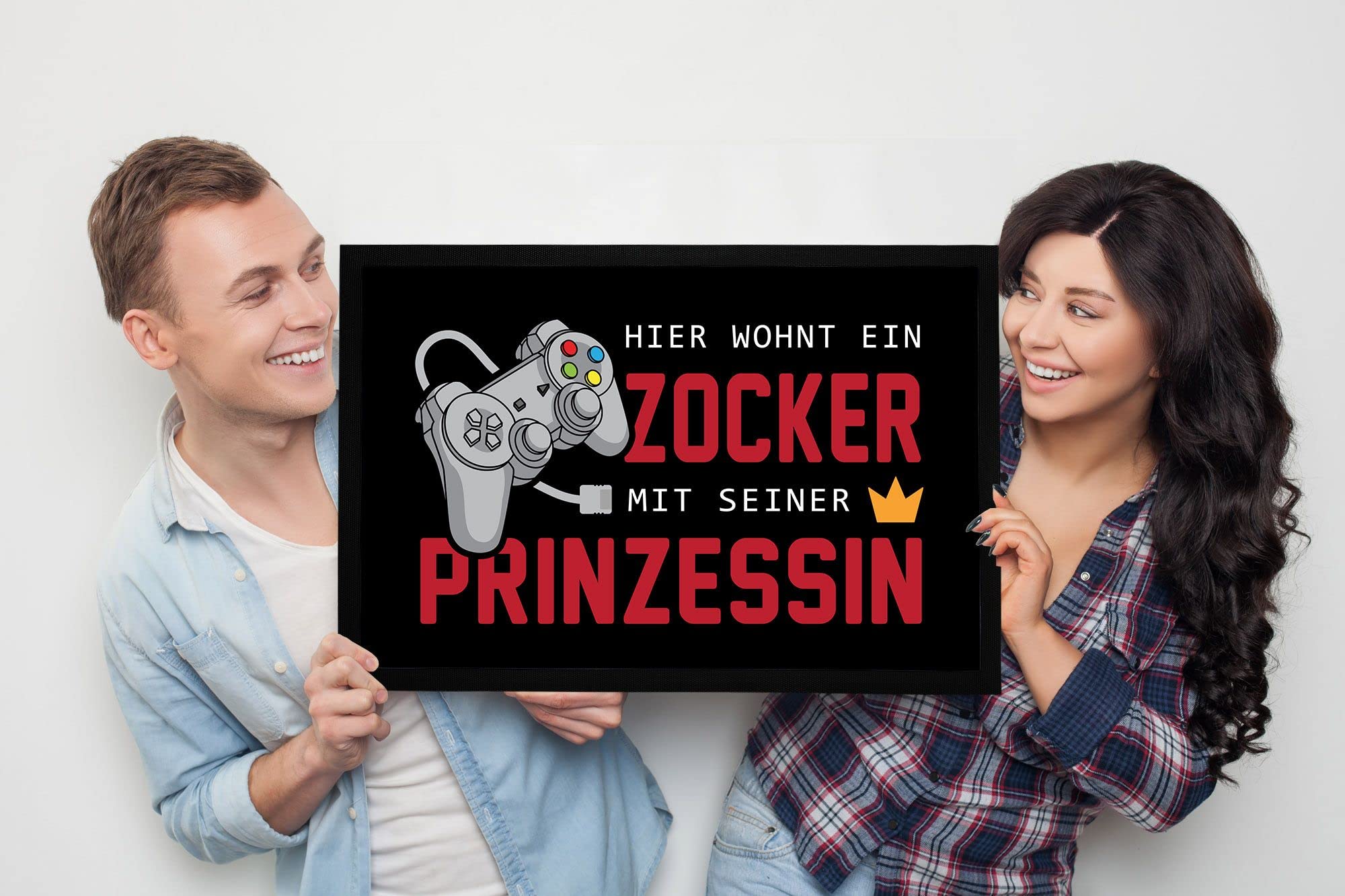 MoonWorks Gaming Fußmatte 60x40cm - Legendäre Nerdfußmatte Schwarz