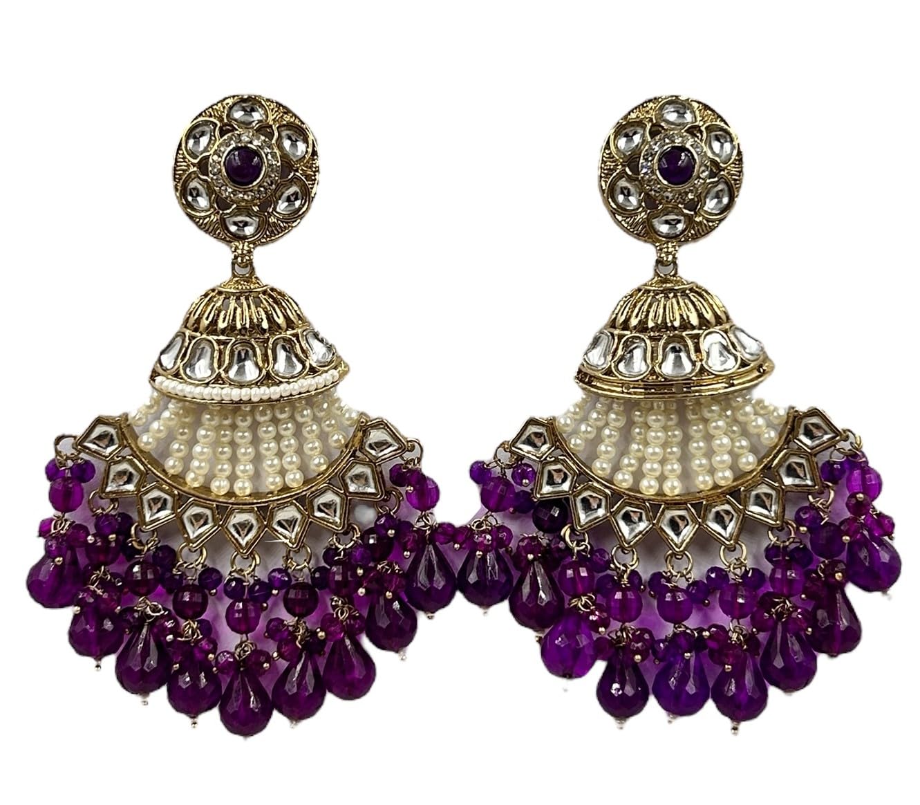 Dark purple crystal beads elegant half moon earrings (B0D9TDVXCJ) Amazon Price History, Amazon Price Tracker