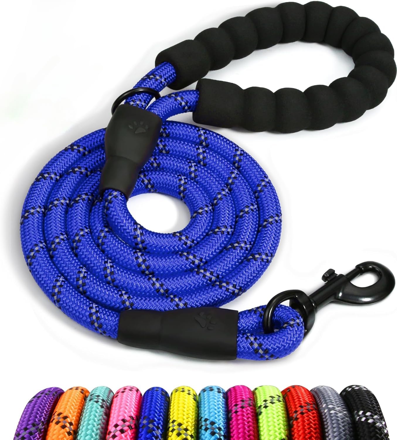 Dog Lead with Soft Padded Handle, 1.2m Reflective Dog Lead and Multi-Colour for Small Dogs 1.0cm, Blue, Blue, 1.2m, 1.2 meters