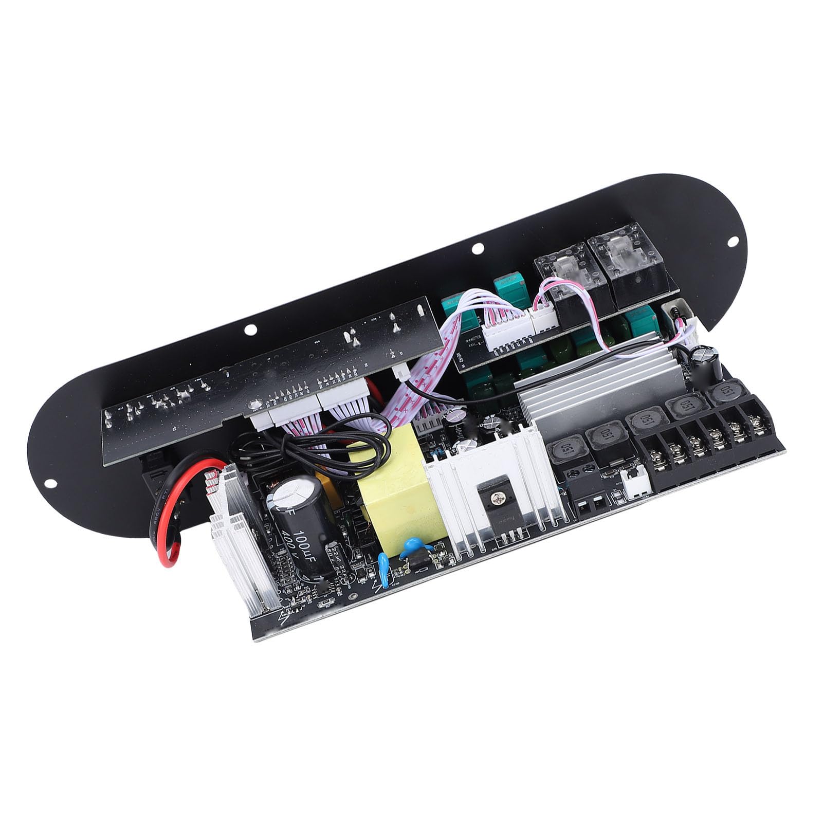 Scheda Amplificatore 2.1 Scheda Amplificatore Bluetooth in Lega di Alluminio 50W X2 100W Subwoofer Controllo Bassi Alti AUX USB FM per Altoparlante Desktop di Casa Uso Audio Fai da Te