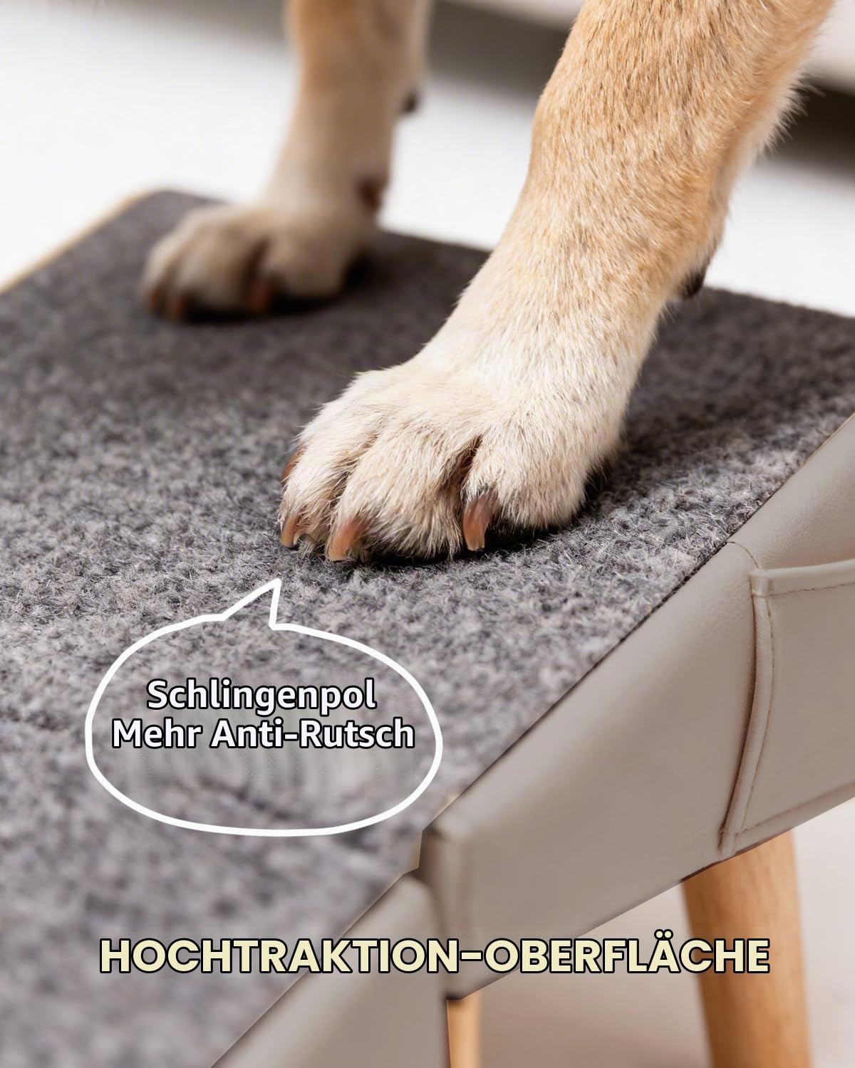 Hunderampe für Sofa & Bett, 40 cm 2-in-1 Hundetreppe für Klein, Hunde | Hundetreppe für Bett, Indoor-Tier-rampe mit 23°sanfter Neigung, Gelenkschonung für Senioren verletzte Haustiere, Ottoman-Stil