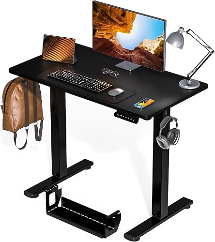 Kingant Escritorio eléctrico de altura ajustable, escritorio de computadora para sentarse de pie de 48 x 24 pulgadas con memoria preestablecida,