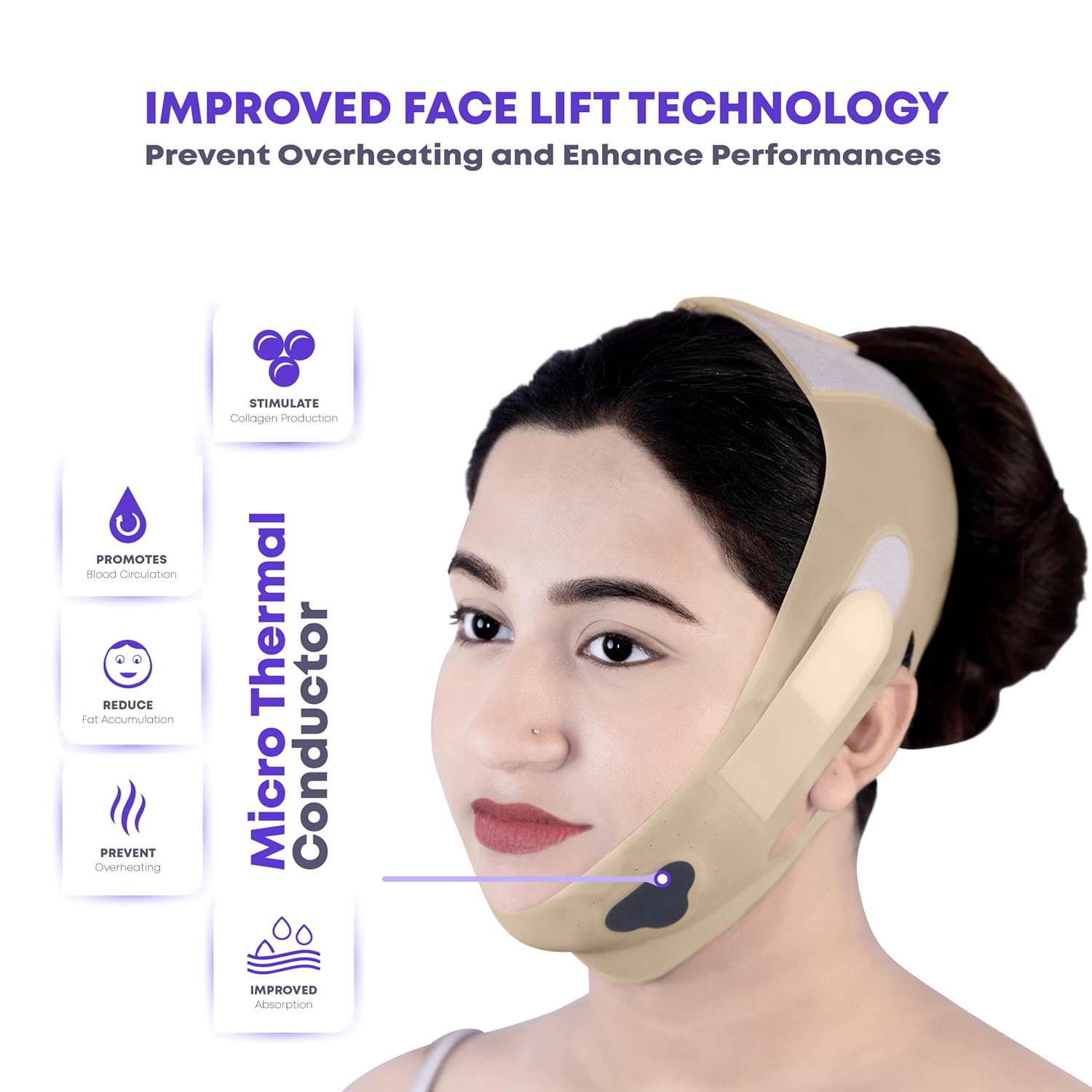 Silicone V Line Face Lifting Mask with Adjustable Double Chin Strap for Women