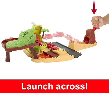 Mattel Disney and Pixar’s Cars Toys, Dinosaur Playground Playset with Lightning McQueen Toy Car, Dinosaur and Kid-Activated Action, Cars On The Road, HNL99