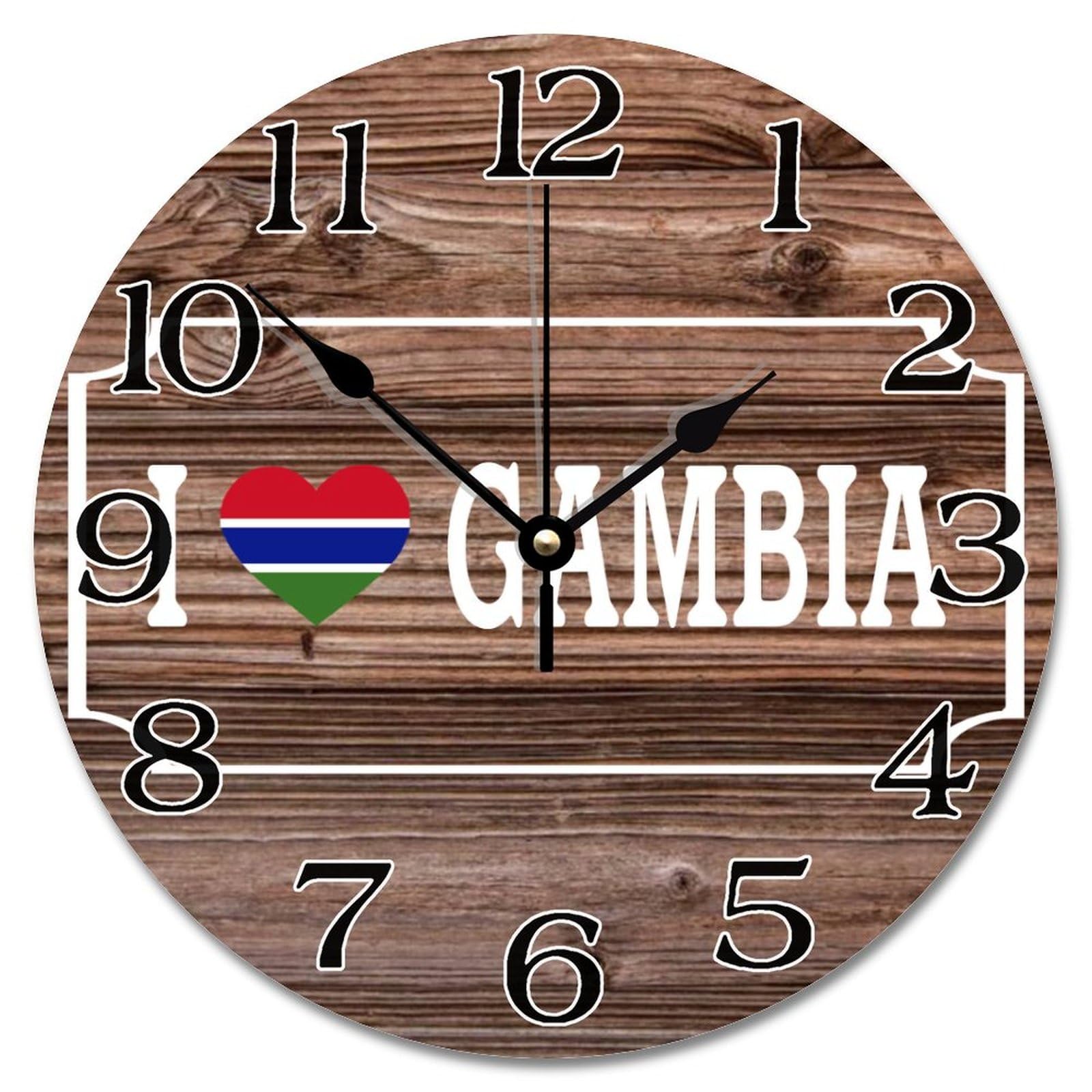 Horloge murale Gambie silencieuse de 25 cm à piles pour décoration de salon