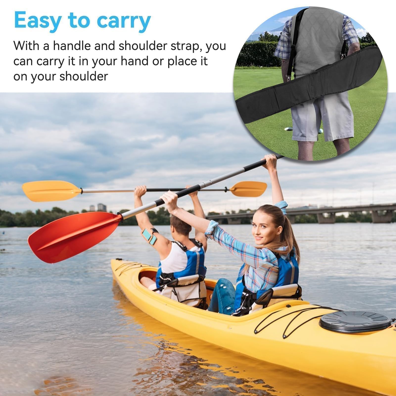 Bolsa De Transporte De Canoa Kayak, Bolsa De Almacenamiento De Remo De Barco Funda De Bolsa Para Transporte De Almacenamiento De Canotaje De Remos (Black)