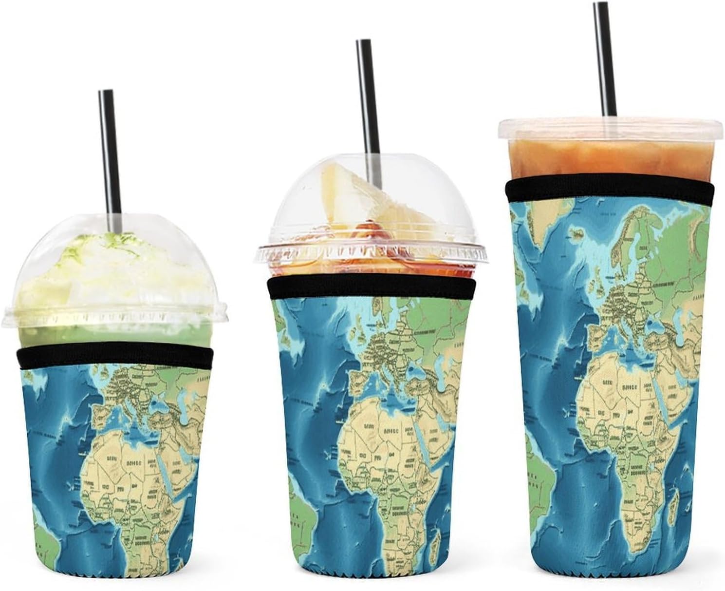 3 Pack Neoprene Cup Sleeves, Stretchy Reusable Drink Cup Cover Universal