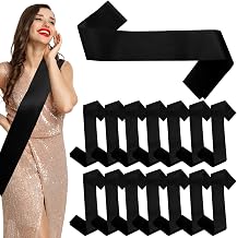 ZOCONE 14Pcs Black Beauty Pageant Sashes for Women DIY Plain Sash Premium（180×9.5cm) Birde to Be Blank Satin Sashes for Wedding Hen Night Bachelor, Graduation Personalised Sash for Party Decorations