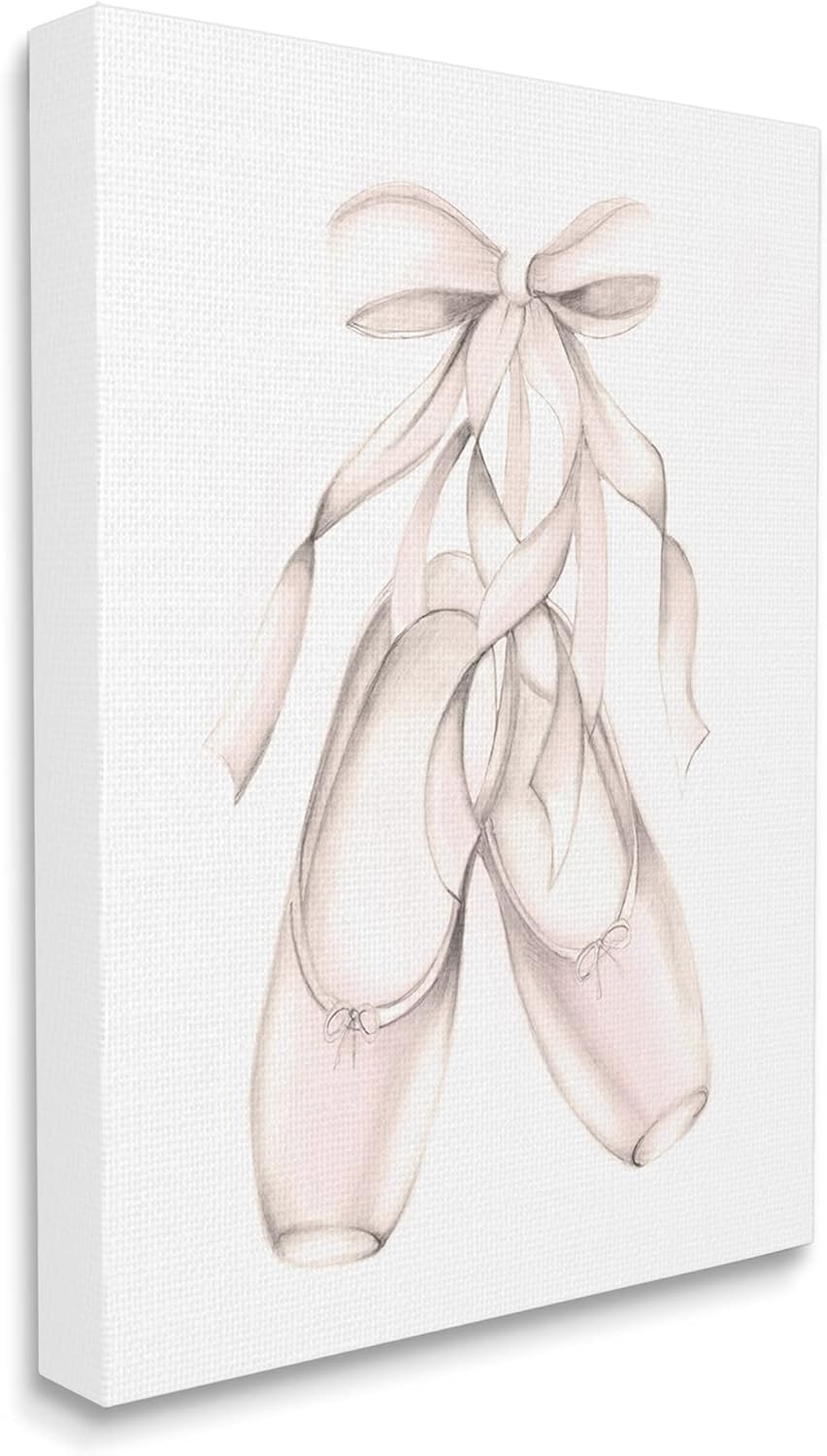Stupell Industries Soft Pink Ballerina Slippers Ballet Dance Shoes, Designed by Studio Q Canvas Wall Art, Off-White, 24x30