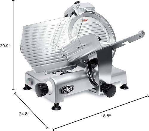 Miniatura 5 de KWS cortadora eléctrica superior comercial de carne 420 vatios, hoja de acero inoxidable 12 pulgadas, carne congelada / queso / cortadora de