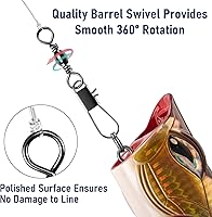 Vista 4 de Alwonder Paquete de 100 unidades de barril de pesca giratorios con broches de presión, aparejos de pesca de acero inoxidable seguro entrelazado