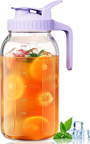 Miniatura 10 de Jarra de leche materna de vidrio de 64 onzas con tapa y boquilla de vertido, recipiente de almacenamiento de leche materna hermética de 2 cuartos de