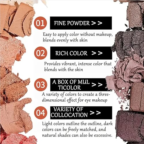 Miniatura 2 de BestLand Paleta de sombra de ojos ahumada de 12 colores, color nude natural, mate, brillo, pigmento, sombra de ojos, juego de paleta de sombra de