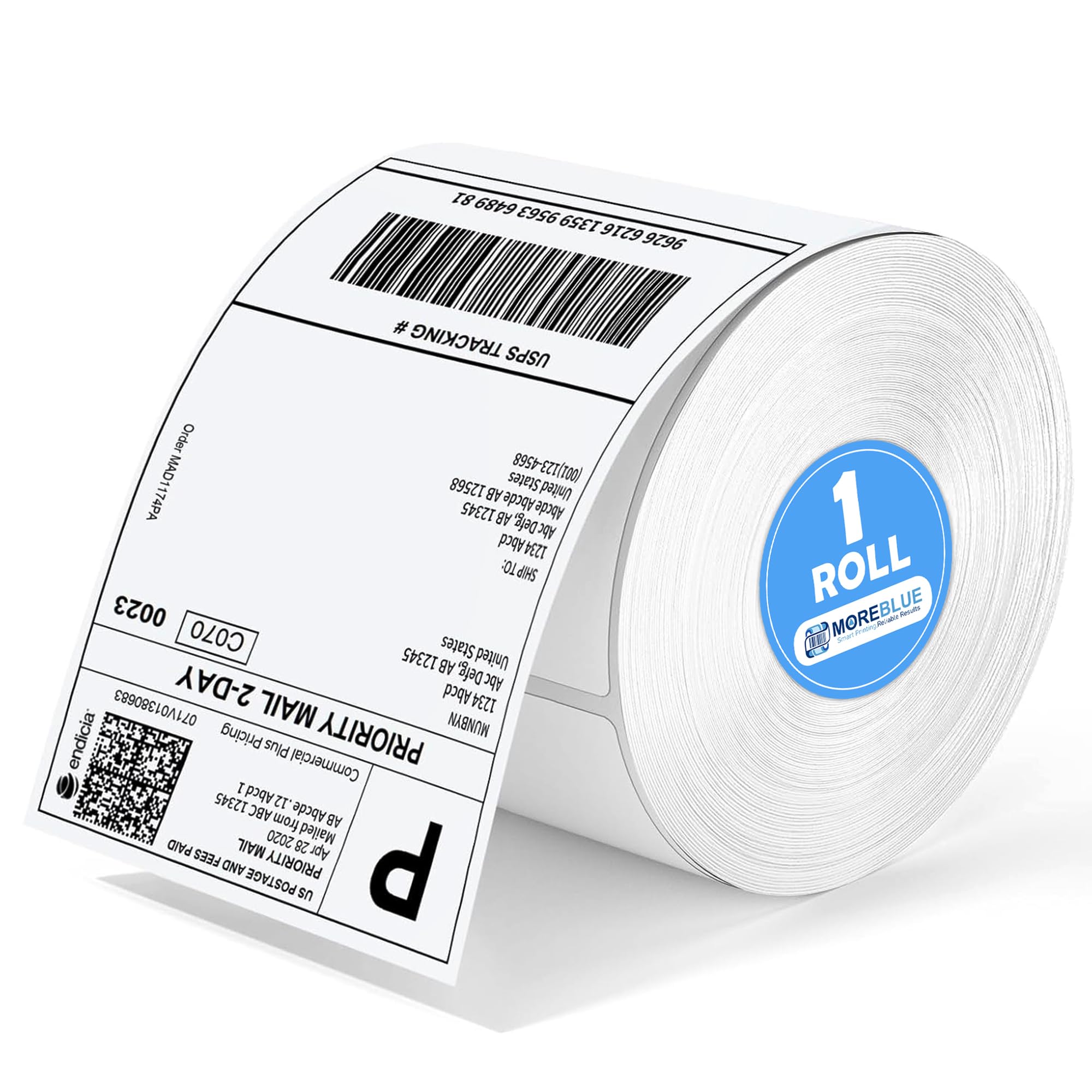 MOREBLUE® 4x6 Direct Thermal Label 70gsm (400 Labels Roll), Premium Self-Adhesive Strong Sticky Labels, Jam-Free Smudge-Proof Thermal Printer Labels for Courier & Online Sellers 1Roll