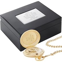 THINGS REMEMBERED Engraved Brushed Gold Skeleton Pocket Watch and Box for Men Free Customization