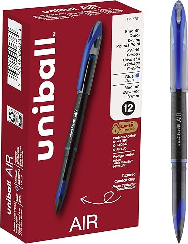 uni-ball Air - Bolígrafos de punta fina de ¹/₃₂ de pulgada, color azul, 12 unidades.