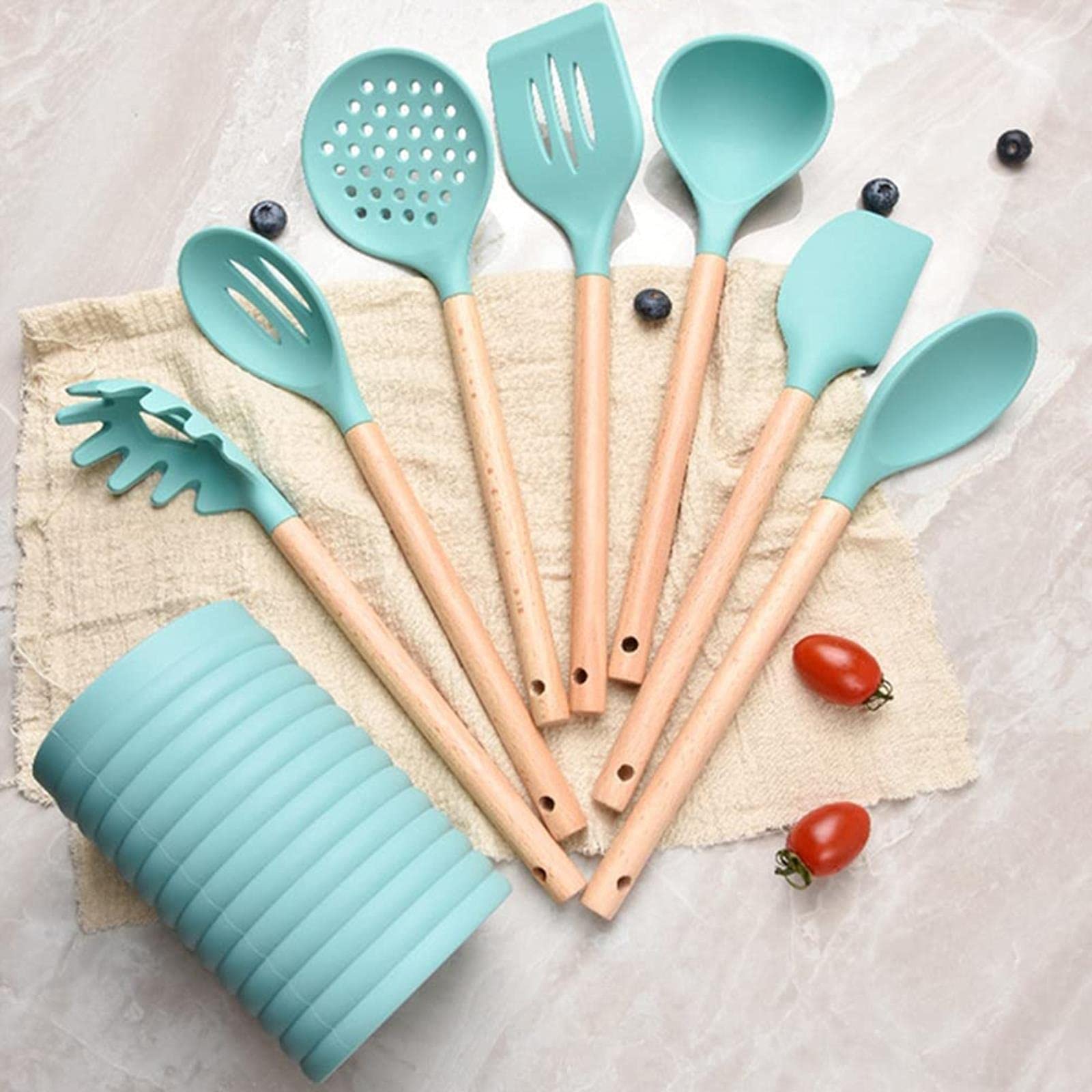 Juego de espátulas de silicona para repostería de 7 piezas Juego de espátulas antiadherentes Juego de espátulas resistentes al calor Juego de utensilios de cocina duraderos para hornear, Morado