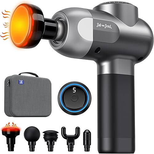 BOB AND BRAD Pistola de masaje C2 Plus con calor, pistola masajeadora de percusión de tejido profundo, masajeador muscular, masajeador eléctrico de