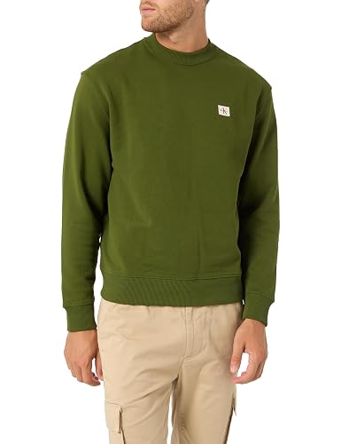 Calvin Klein Sudadera Hombre Terry Badge con Cuello Redondo, Gris (Medieval Fore