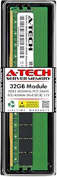 A-Tech 32GB RAM Replacement for Micron MTC20F2085S1RC48BA1 | DDR5 4800MHz PC5-38400R EC8 RDIMM 2Rx8 1.1V 288-Pin ECC Registered Server Memory Module MTC20F2085S1RC48BA1-ATC