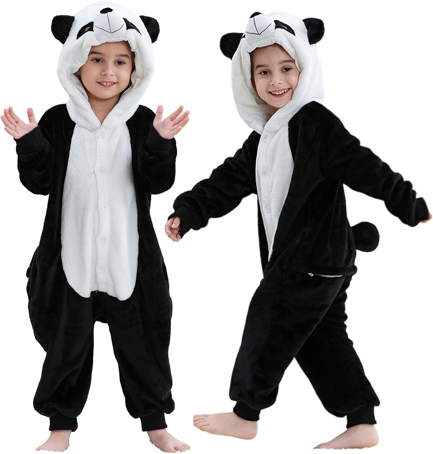 MICHLEY Animal Hooded Romper Kids Flannel Halloween Cosplay Pajamas Costume 3-12T for Autumn Winter