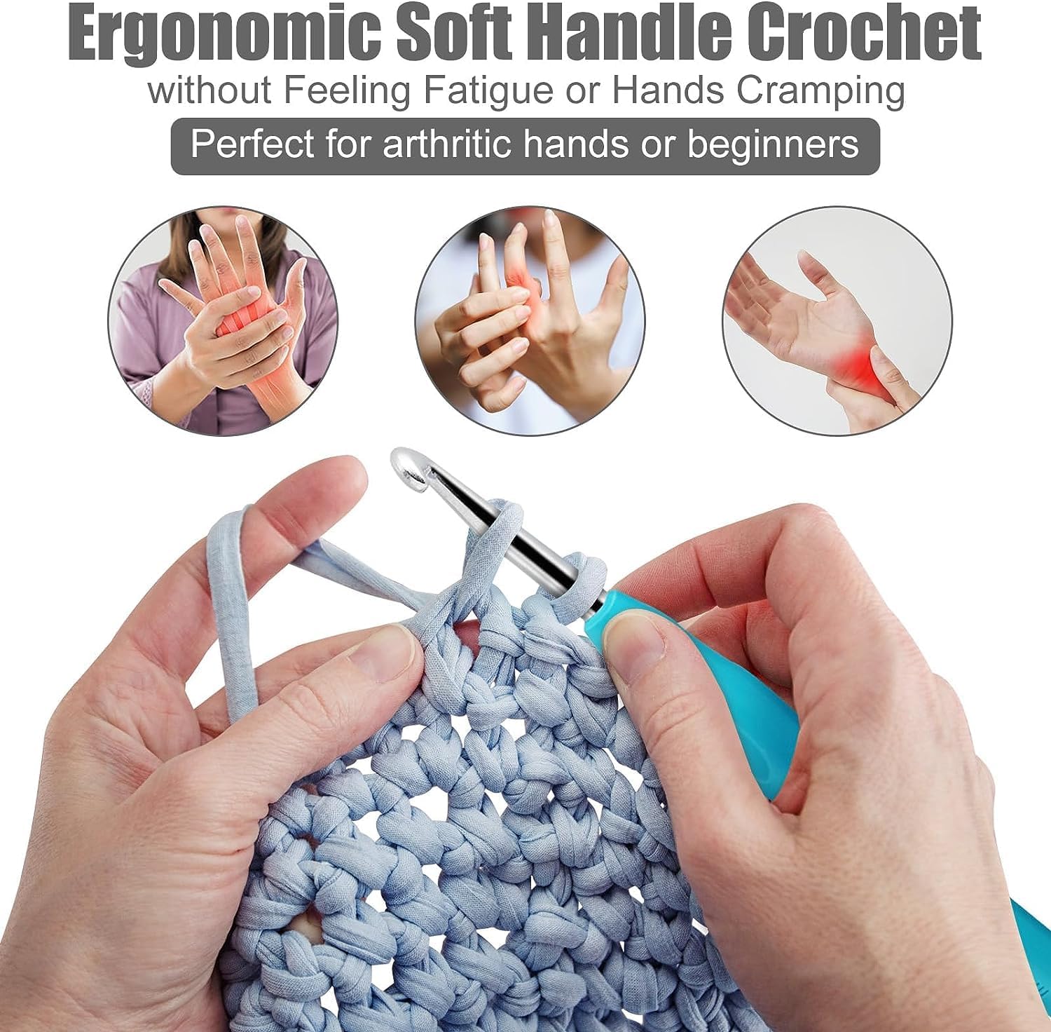 URBANMAC Premium Crochet Hook Set with Accessories – 8 Ergonomic Hooks, Stitch Markers, Row Counters, Needles & More – Complete Knitting & Crochet Kit 3